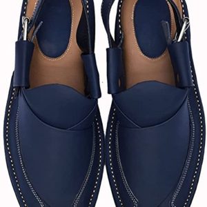 Handmade Navy Blue Peshawari Chappal - Image 2