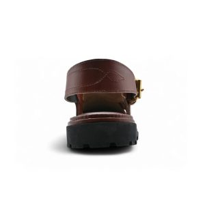 Handmade Maroon Leather Peshawari Chappal - Image 5