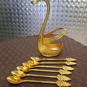 Luxury Gold Swan Spoon Set with Holder – 6pcs Coffee & Tea Spoons - Image 5
