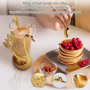 Luxury Gold Swan Spoon Set with Holder – 6pcs Coffee & Tea Spoons - Image 7